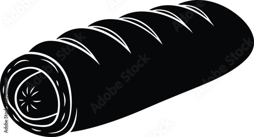 Black rolled rug illustration a simple design element on transparent background silhouette