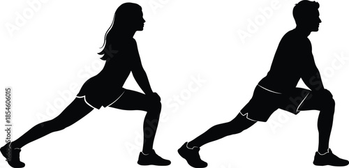 Vector silhouette of a joyful woman dancing while a man in a wheelchair watches her against a clean white background isolated