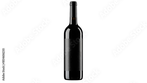 Elegant black wine bottle isolated PNG, dark glass bottle for alcohol beverage branding and product mockup on transparent background