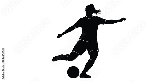 Dynamic soccer player in motion captured as a striking black silhouette