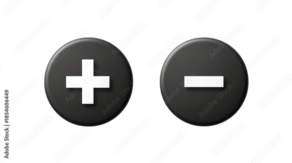 Fototapeta premium Plus and minus symbols on circular buttons