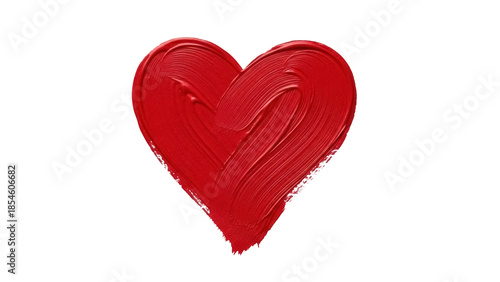 Photos Red heart paint stroke isolated PNG on transparent background, love symbol for V