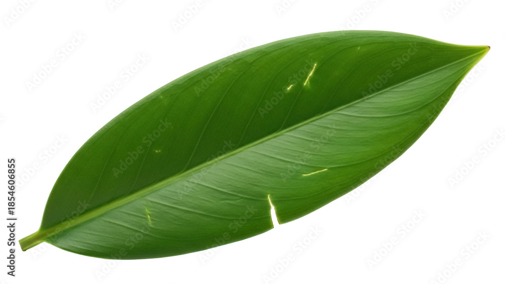 Fototapeta premium Vibrant green leaf PNG isolated on transparent background, tropical foliage element for design projects and nature themes