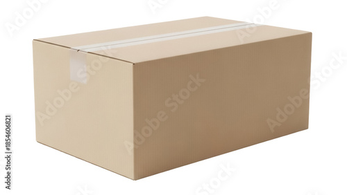 Cardboard box isolated PNG, brown container for shipping and storage, package for delivery, blank carton on transparent background