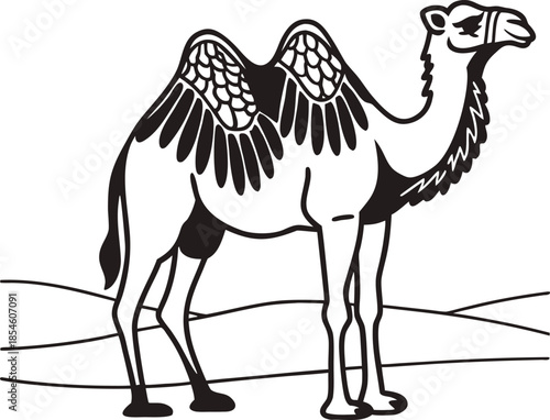 camel wild animal silhouette vector illustration
