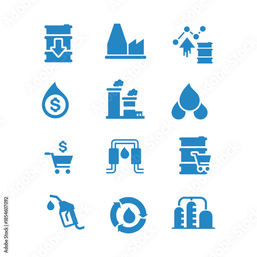 Crude oil drum and oil icon. Oil and kerosene. Vector.