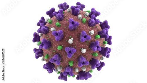 Billede på lærred Detailed coronavirus virion PNG isolated, a microscopic view of COVID-19 with sp