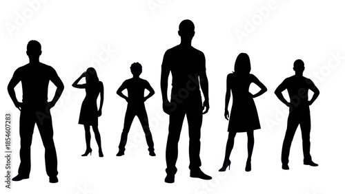 фотографія Group of diverse people silhouettes PNG isolated on transparent background, team