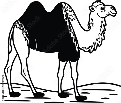 camel standing silhouette vector illustration
