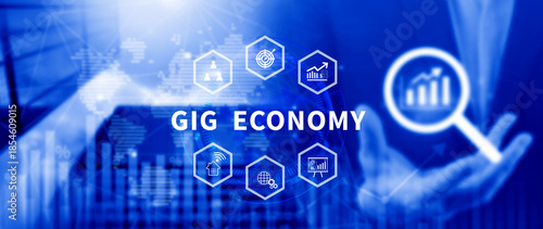 Foto Gig economy, freelance, hybrid workplace concept