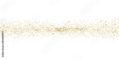 A shimmering abstract illustration of golden glitter dust particles scattered horizontally
