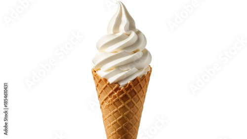 Tablou pe pânză Vanilla soft serve ice cream cone PNG isolated on transparent background, sweet