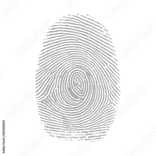 A light gray fingerprint graphic illustration symbolizing biometric security and identity verification