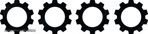 Vector illustration of gear icons—symbols for engineering, mechanics, system configuration, process automation, technical support, and industrial design reference