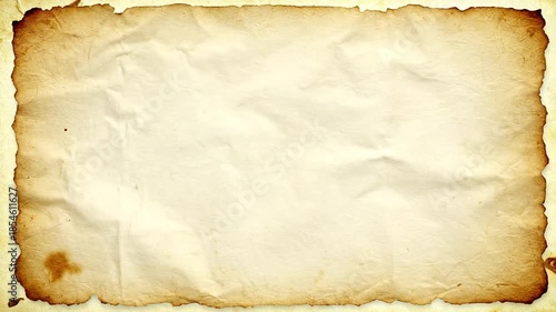 An aged, blank parchment with scorched edges and an off-white background. A classic weathered aesthetic