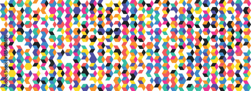Colorful geometric hexagons and cubes tessellation pattern with vibrant hues geometric pattern