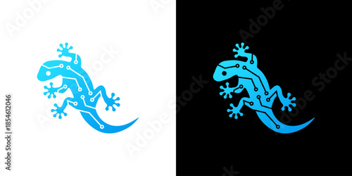 Modern Gecko Logo with Digita...