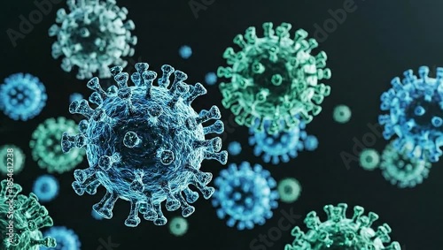 Visualizing microscopic viral pathogens, representing global health challenges and infectious disease threats