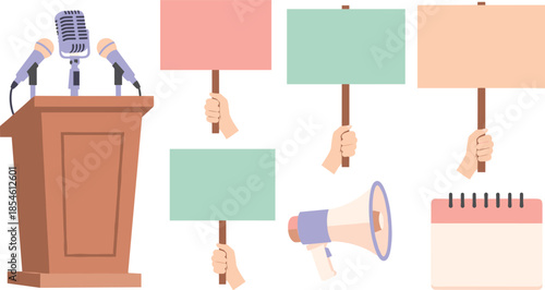 Protest with signs and megaphone