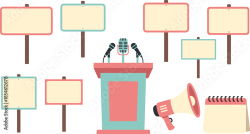 Public speech and protest illustration