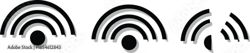 Vector illustration of Wi-Fi signal icons—symbols for connectivity status, network strength, digital interface, wireless communication, and signal reference design