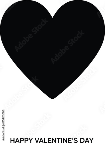 A minimalist black heart on white background with a happy valentine's day message