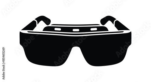 A striking black eyewear design showcasing modern fashion and protective style silhouette