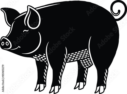 pig farm animal silhouette vector illustration
