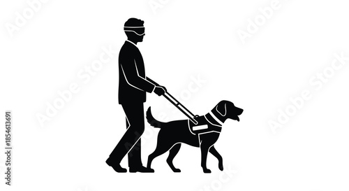A man walking with his guide dog a powerful symbol of independence and assistance silhouette