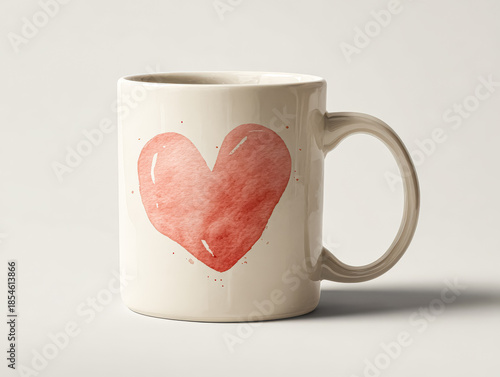Charming White Mug with Heart Design