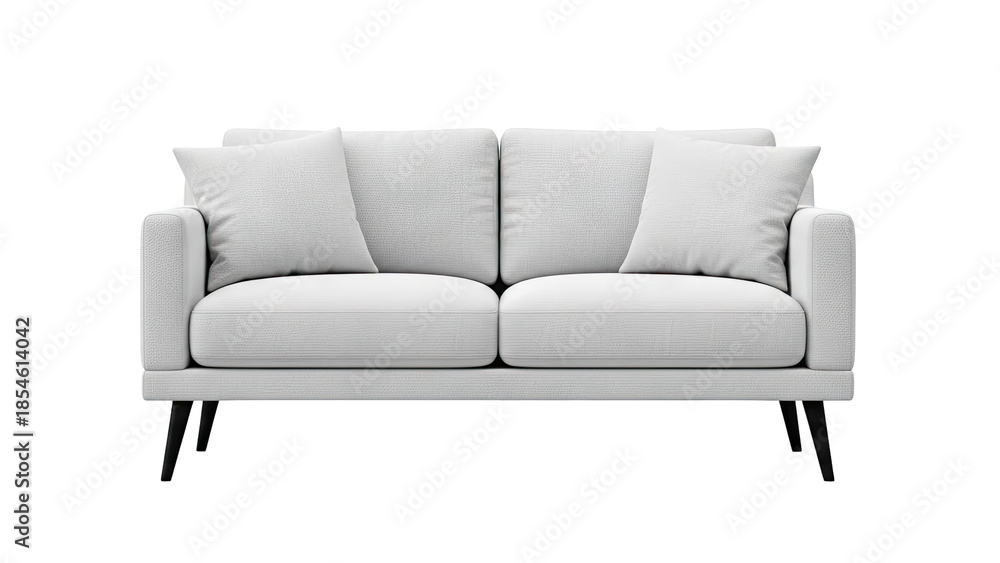 Obraz premium 3D White Modern Sofa With Pillows on transparent background
