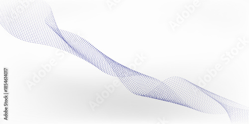 Wave line of flowing particles abstract vector background, smooth curvy shape dots fluid array. shape dynamic pattern good nice