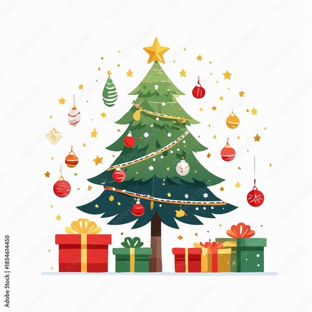 Naklejka premium christmas tree with gift boxes