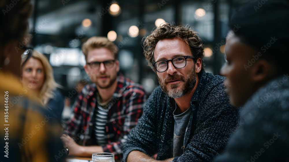Obraz premium Photo of innovative team meeting focusing on project strategy and business program within modern startup office background setting