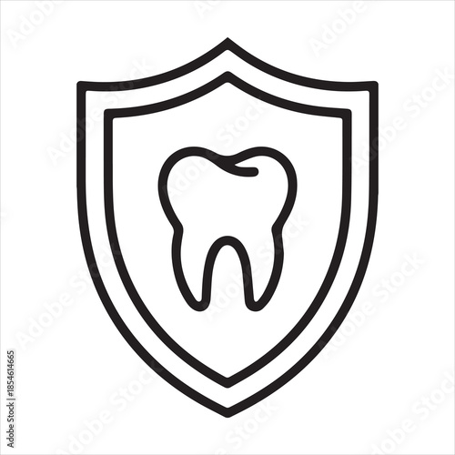 Dental shield icon representing tooth protection and oral health care