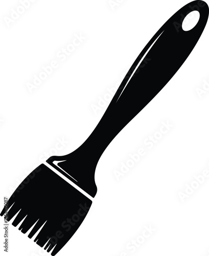 Silhouette Basting Brush Kitchen Utensil Cooking Tool Minimalist Flat Black Design Vector Illustration