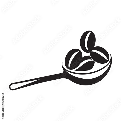 coffee beans scoop design silhouette vector illustration