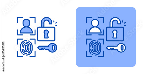 Biometrics Line Color , Two-tone color and contrasting background icon illustration