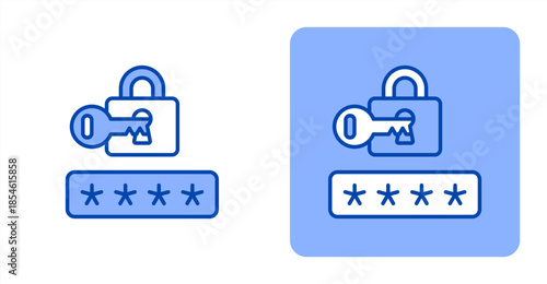 Password Line Color , Two-tone color and contrasting background icon illustration