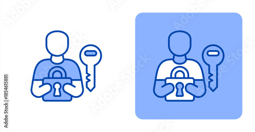 Authentication Line Color , Two-tone color and contrasting background icon illustration