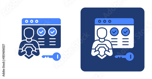 Authorization Glyph Color , Two-tone color and contrasting background icon illustration