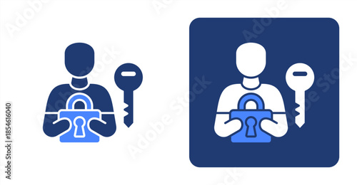 Authentication Glyph Color , Two-tone color and contrasting background icon illustration