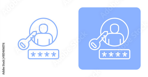 Login Line , Two-tone color and contrasting background icon illustration
