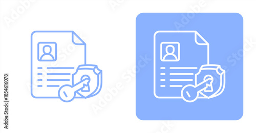 Credentials Line , Two-tone color and contrasting background icon illustration