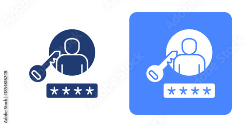 Login Glyph , Two-tone color and contrasting background icon illustration