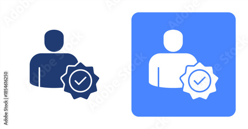 Verification Glyph , Two-tone color and contrasting background icon illustration