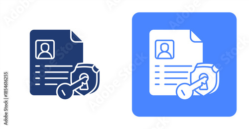 Credentials Glyph , Two-tone color and contrasting background icon illustration