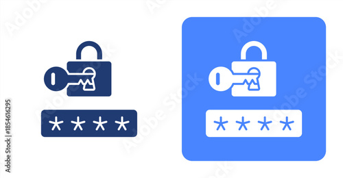 Password Glyph , Two-tone color and contrasting background icon illustration
