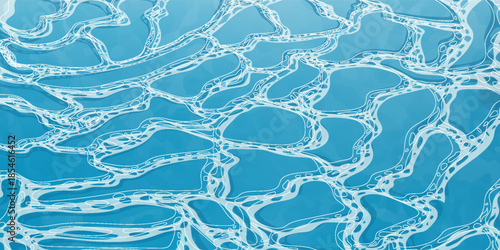 Blue water surface watercolor. Summer sea poster template. Sea waves abstract backgrounds. Turquoise rippled water texture background. Shining blue water ripple pool abstract vector