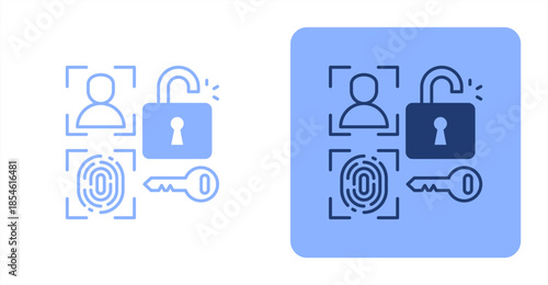 Biometrics Mixed , Two-tone color and contrasting background icon illustration